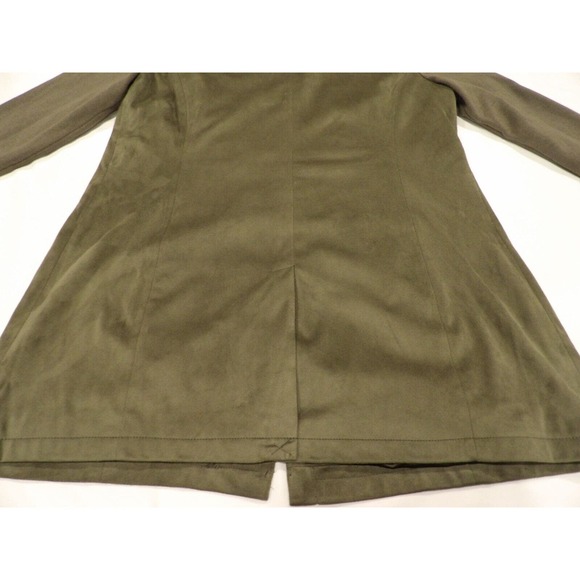 H by Halston Jacket Shacket Womens Green 12 Full Zip Olive Faux Suede - Picture 15 of 15